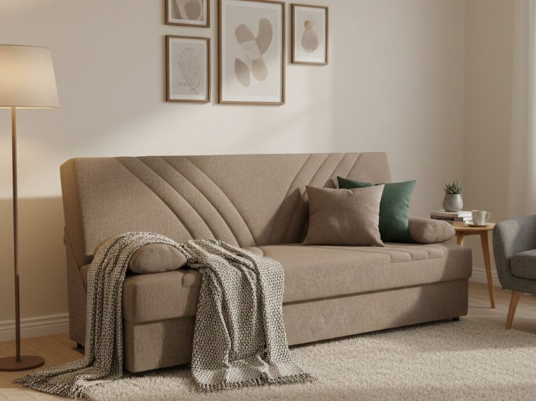 Divano letto reclinabile beige 181x81cm - Apicella