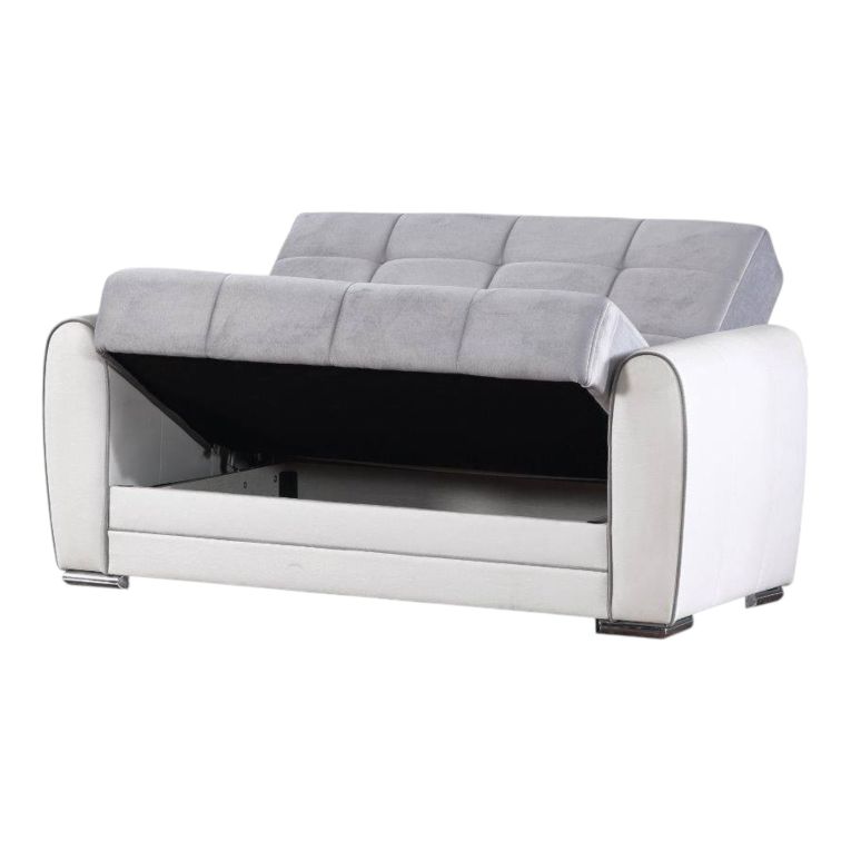 Divano letto reclinabile bianco e grigio 163x84cm - Aloe