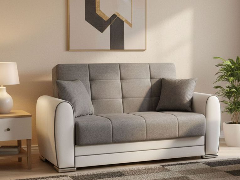 Divano letto reclinabile bianco e grigio 163x84cm - Aloe