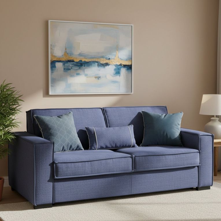 Divano letto reclinabile blu 220x95cm - Asteroide