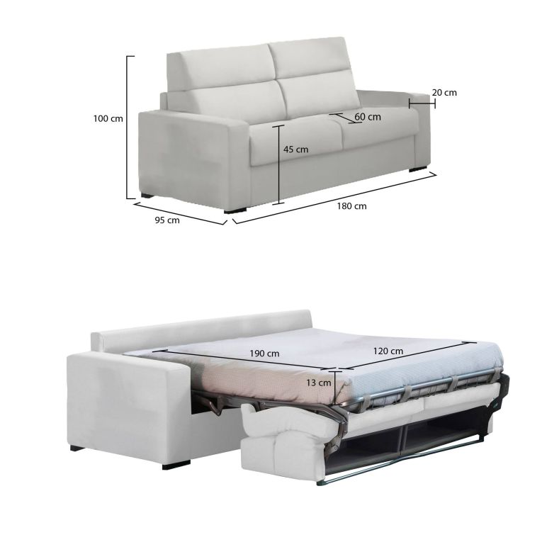 Divano letto reclinabile grigio chiaro 180x95cm - Casabona