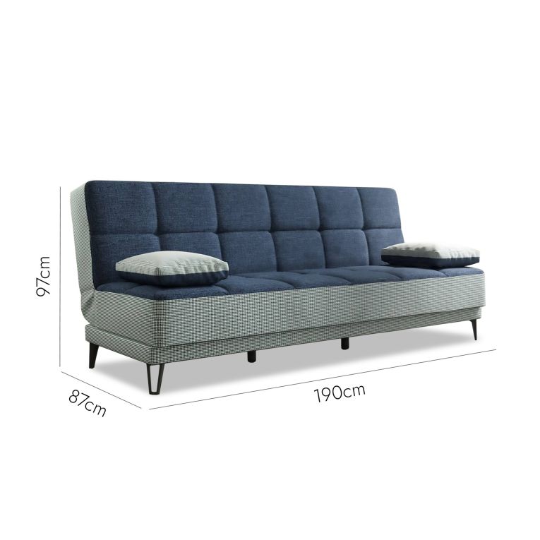 Divano letto reclinabile grigio e blu 190x87cm - Aborigeni