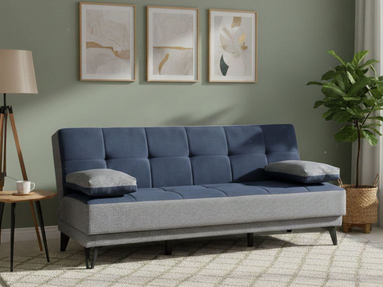Divano letto reclinabile grigio e blu 190x87cm - Aborigeni