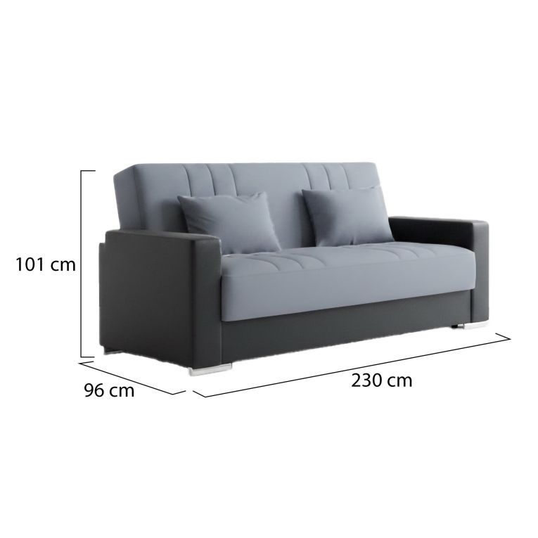Divano letto reclinabile nero e grigio 230x96cm - Arix