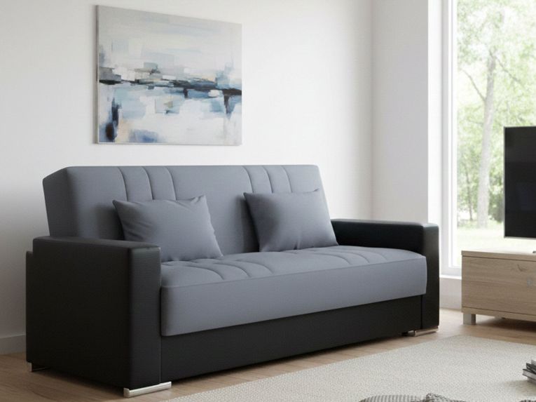 Divano letto reclinabile nero e grigio 230x96cm - Arix