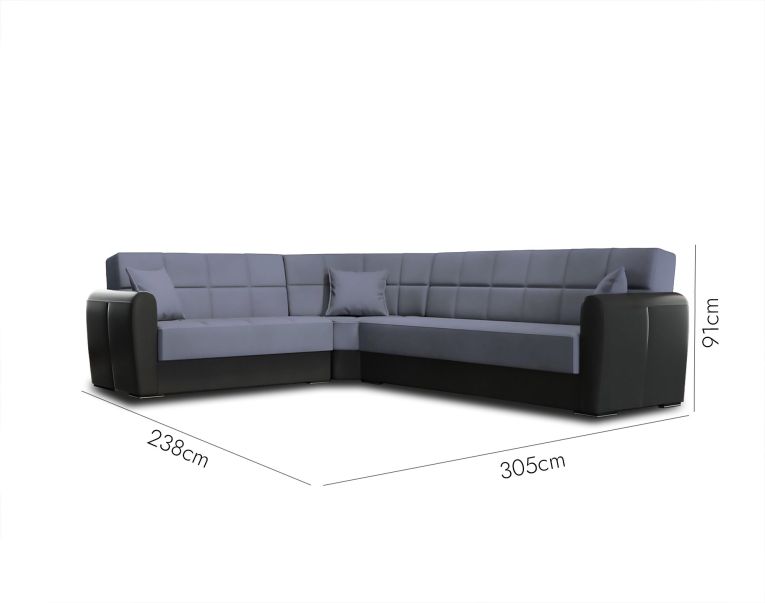 Divano letto reclinabile nero e grigio 305x238cm - Gaillardia