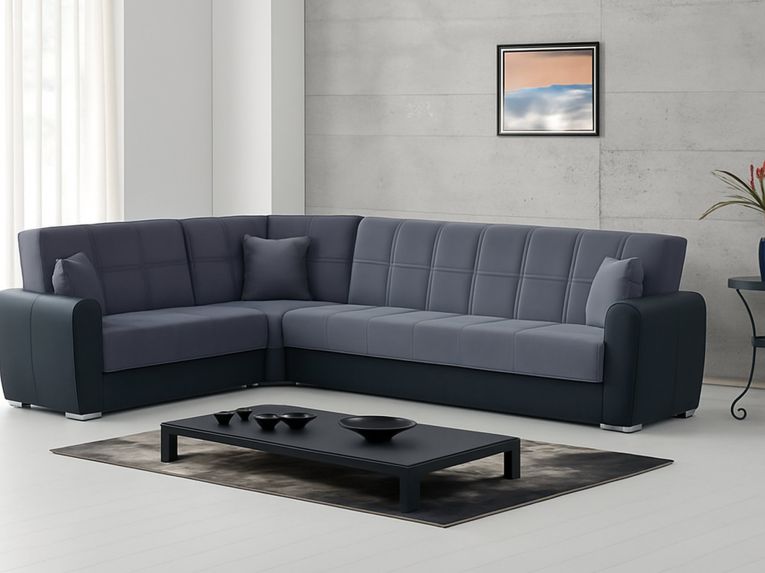 Divano letto reclinabile nero e grigio 305x238cm - Gaillardia
