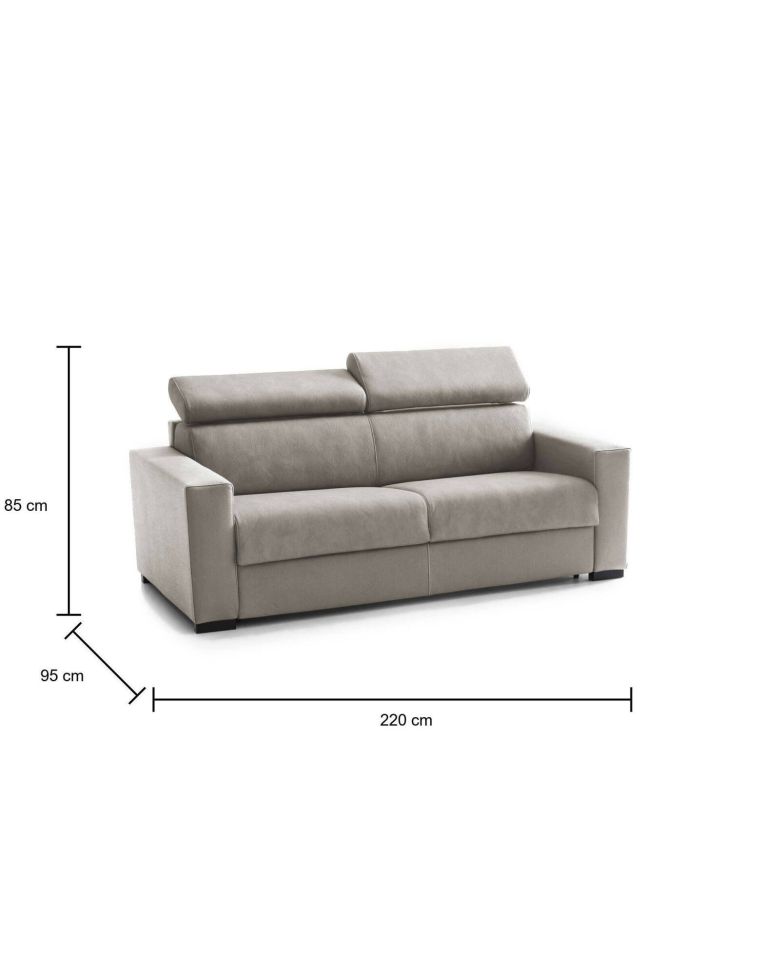 Divano letto reclinabile tortora 220x95cm - Action
