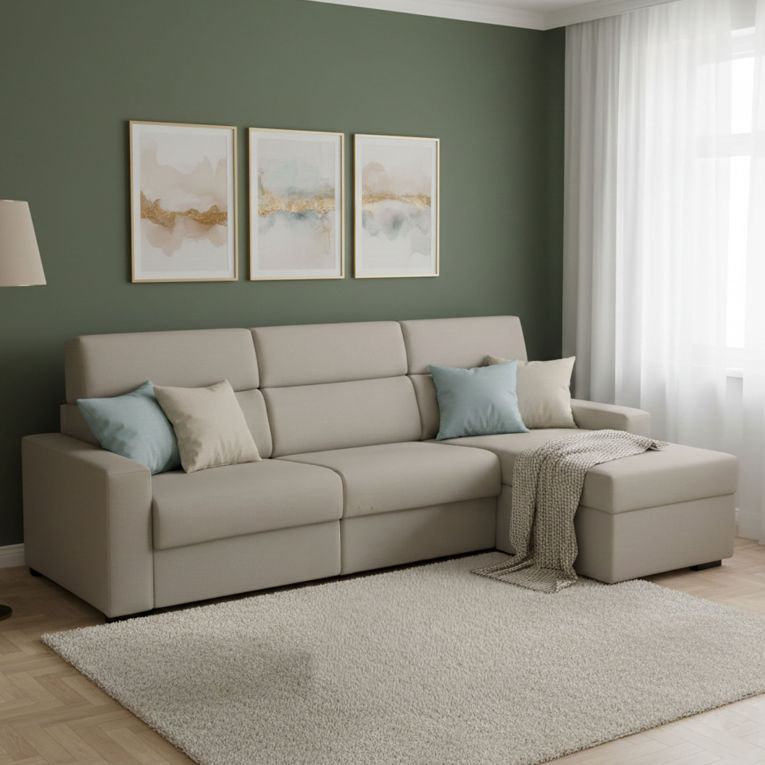 Divano letto reclinabile tortora 280x160cm - Celleno