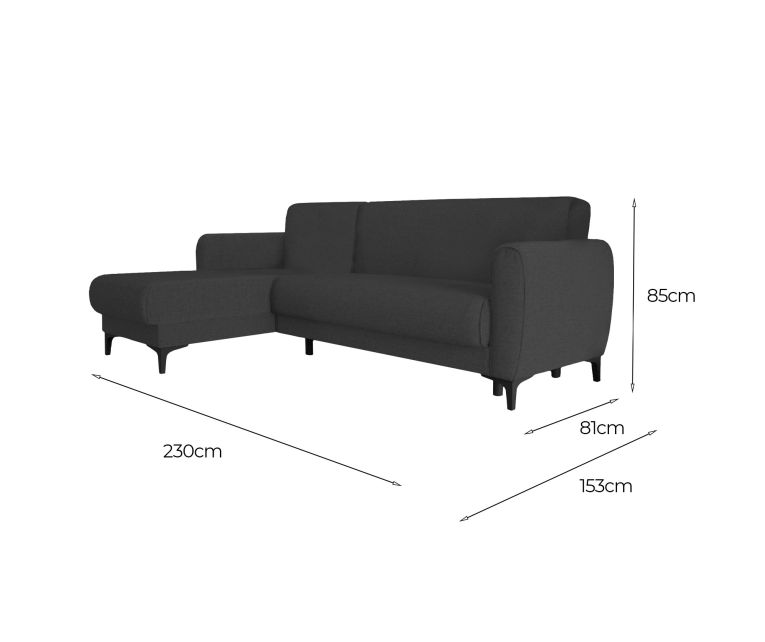 Divano letto rivestito in tessuto antracite 230x153cm - Aber