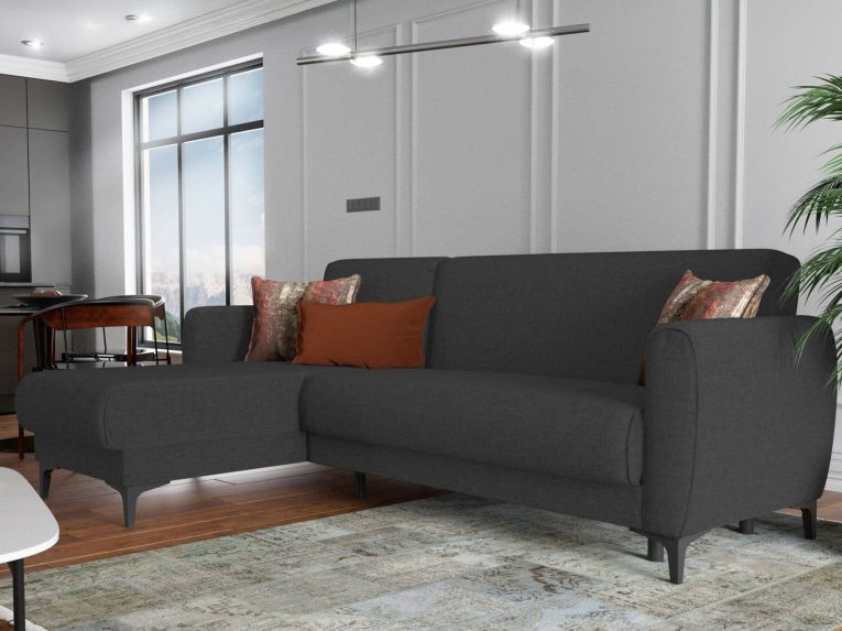 Divano letto rivestito in tessuto antracite 230x153cm - Aber