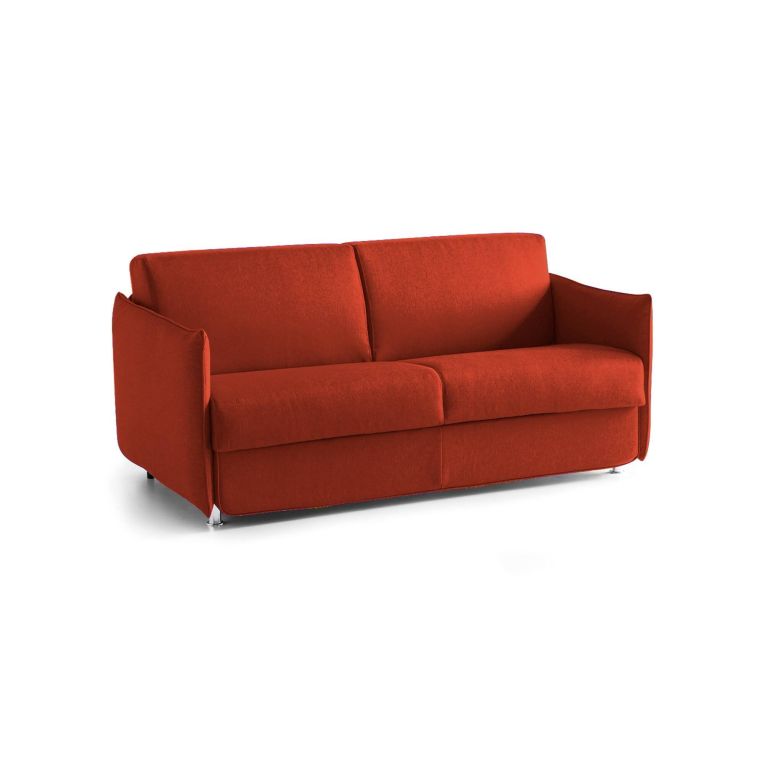 Divano letto rivestito in tessuto arancione 180x95cm - Trissino