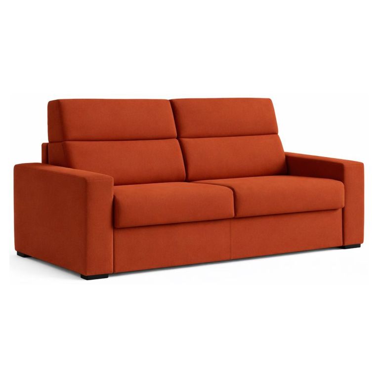 Divano letto rivestito in tessuto arancione 200x95cm - Sonico