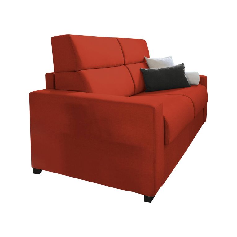 Divano letto rivestito in tessuto arancione 200x95cm - Sonico