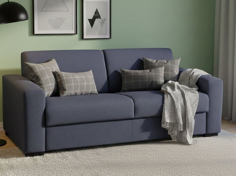 Divano letto rivestito in tessuto blu 160x95cm - Alcatraz