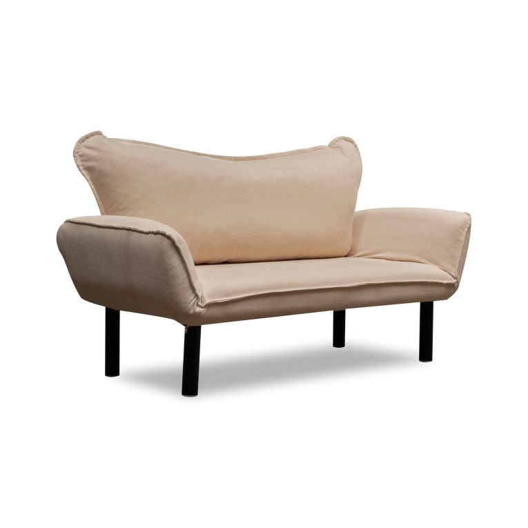 Divano letto rivestito in tessuto crema 140x65cm - Hone