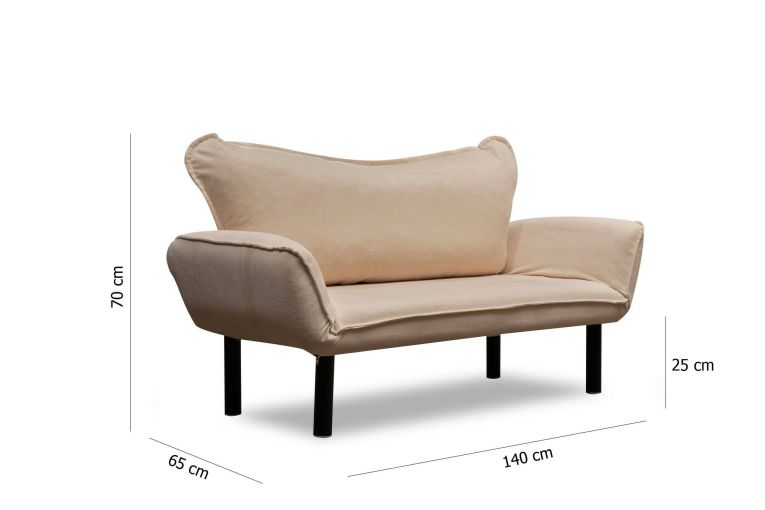Divano letto rivestito in tessuto crema 140x65cm - Hone