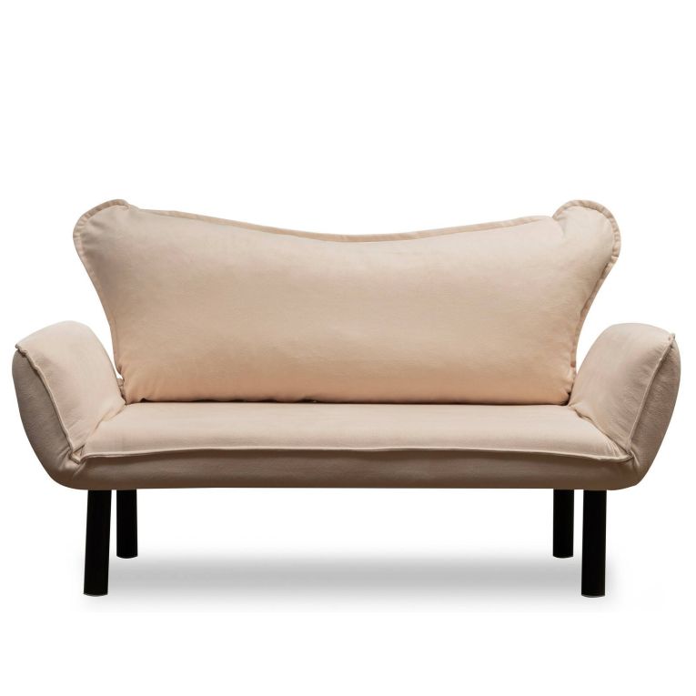 Divano letto rivestito in tessuto crema 140x65cm - Hone
