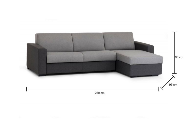 Divano letto rivestito in tessuto grigio e antracite 260x95cm - Allegria