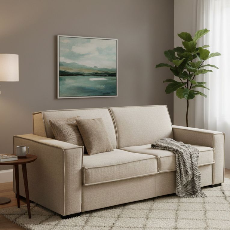 Divano letto sfoderabile beige 160x95cm - Alk
