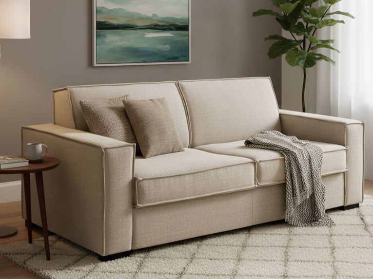 Divano letto sfoderabile beige 160x95cm - Alk
