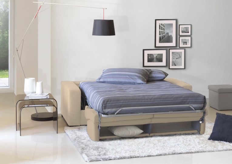 Divano letto sfoderabile beige 220x95cm - Estia
