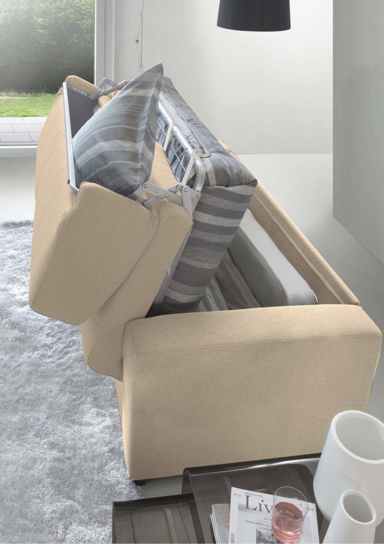 Divano letto sfoderabile beige 220x95cm - Estia