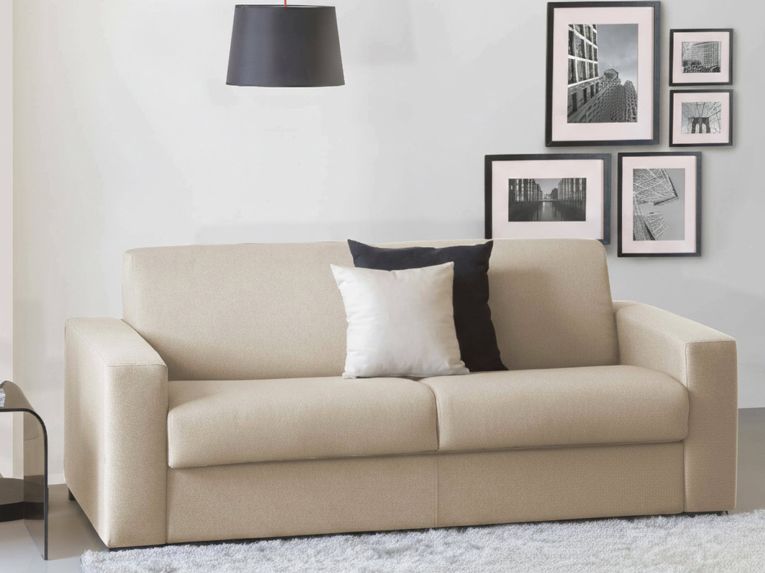 Divano letto sfoderabile beige 220x95cm - Estia