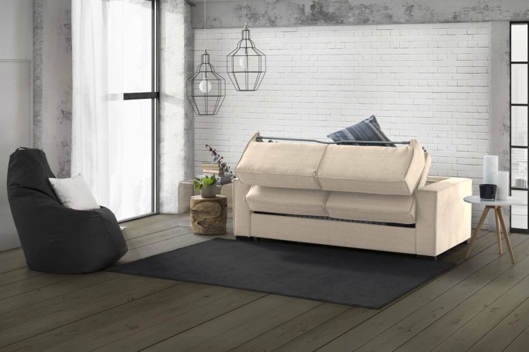 Divano letto sfoderabile beige 260x95cm - Albenga