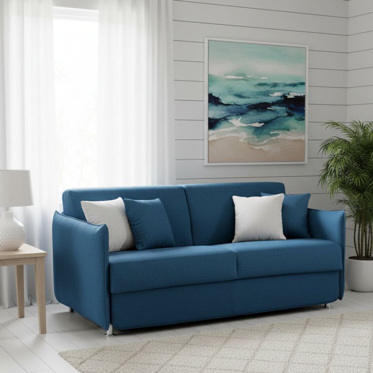 Divano letto sfoderabile blu 200x95cm - Cecina