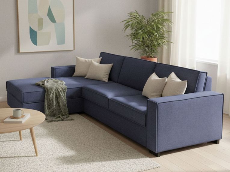 Divano letto sfoderabile blu 280x95cm - Allaida