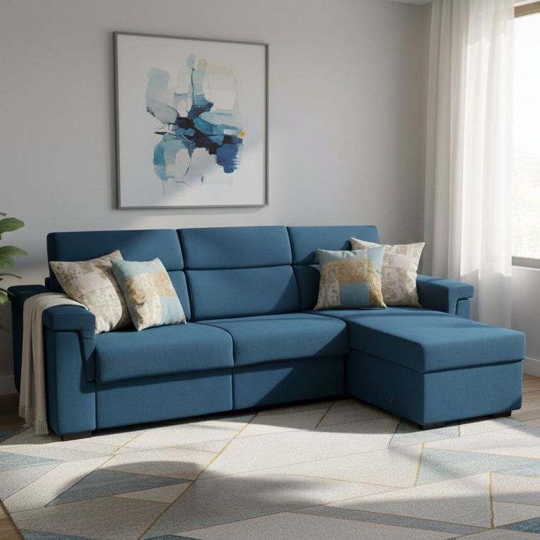 Divano letto sfoderabile blu 285x160cm - Esca