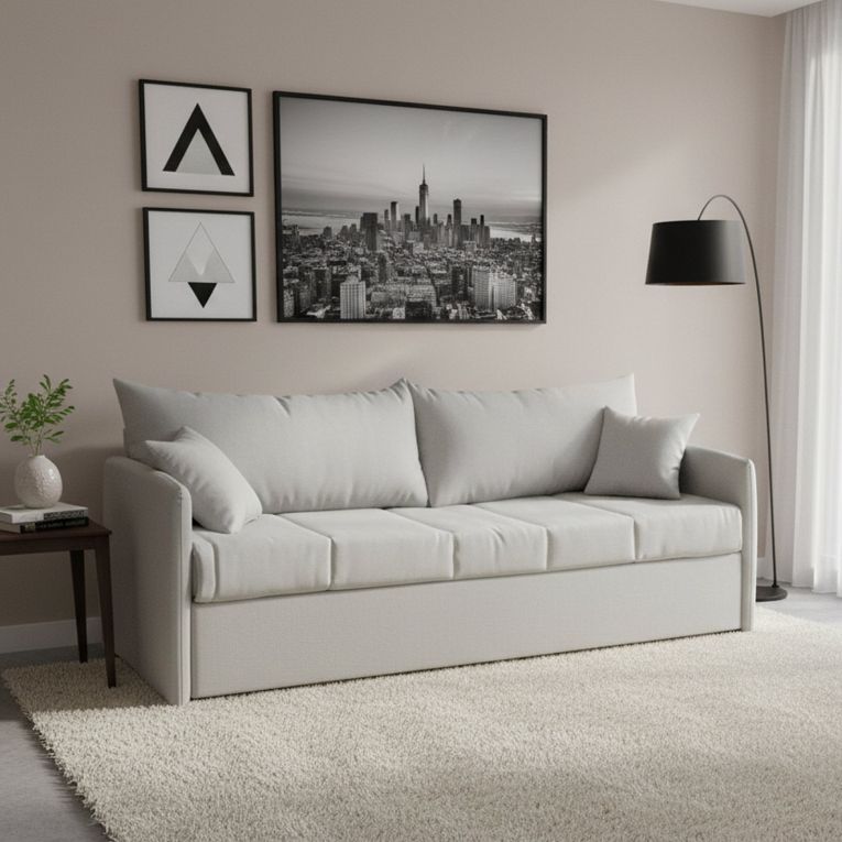 Divano letto sfoderabile grigio chiaro 205x86cm - Avellana
