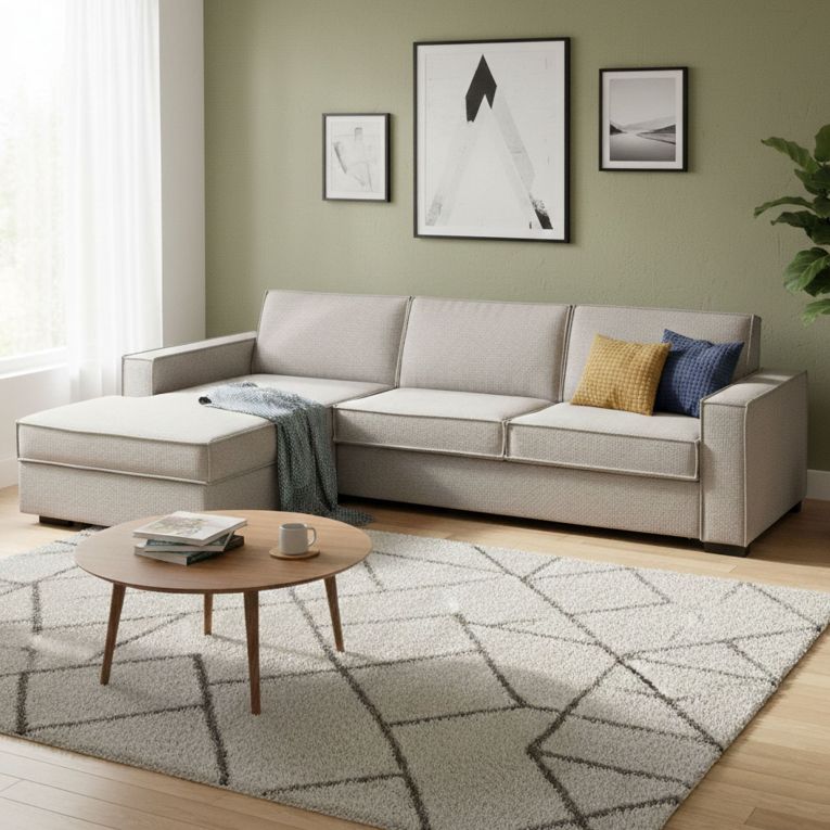 Divano letto sfoderabile tortora 260x95cm - Albenga