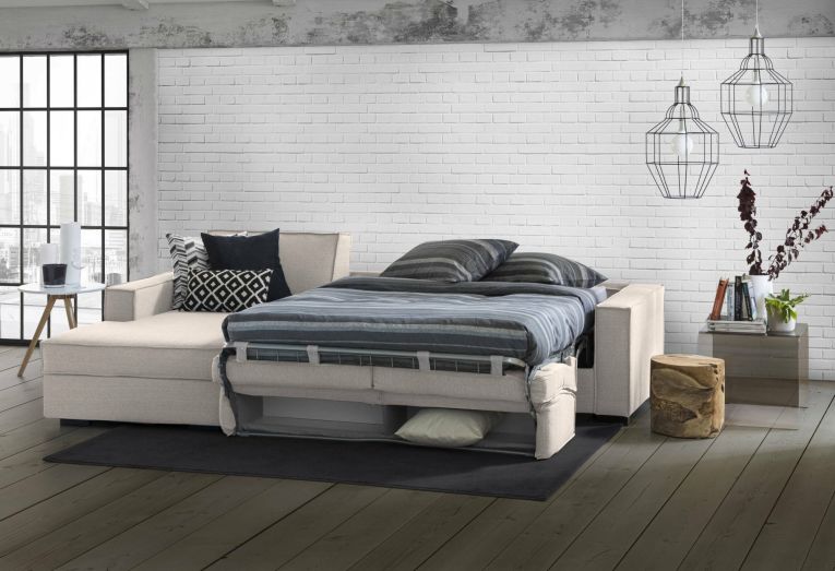 Divano letto sfoderabile tortora 260x95cm - Albenga