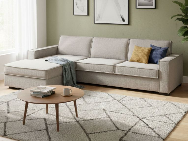 Divano letto sfoderabile tortora 260x95cm - Albenga