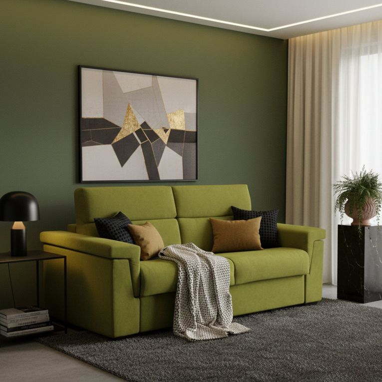 Divano letto sfoderabile verde 225x95cm - Benedetto