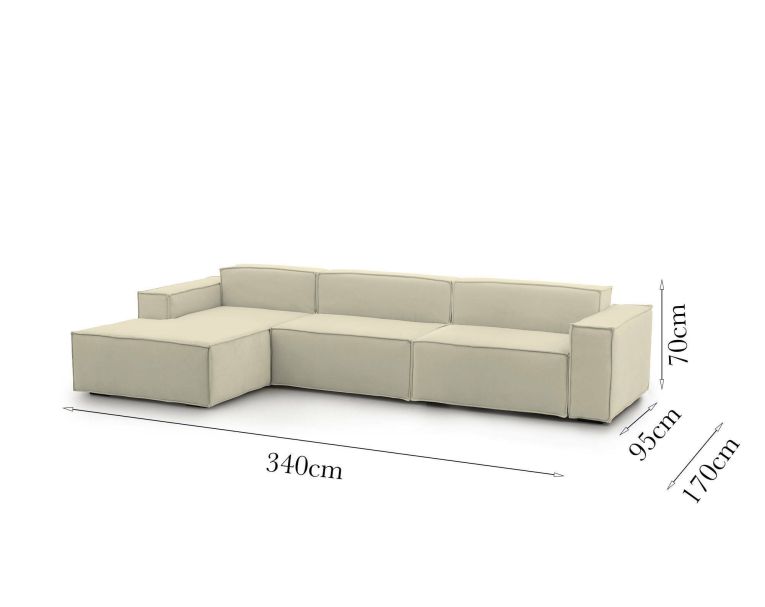 Divano modulare beige 340x170x70h cm - Atrillo