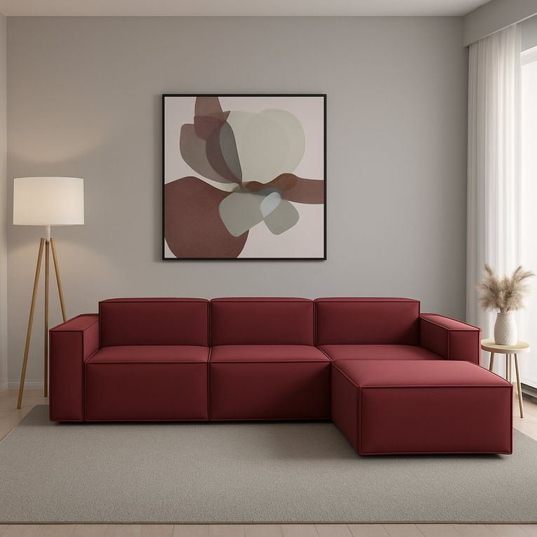 Divano modulare rosso 340x170x70h cm - Asvaldo
