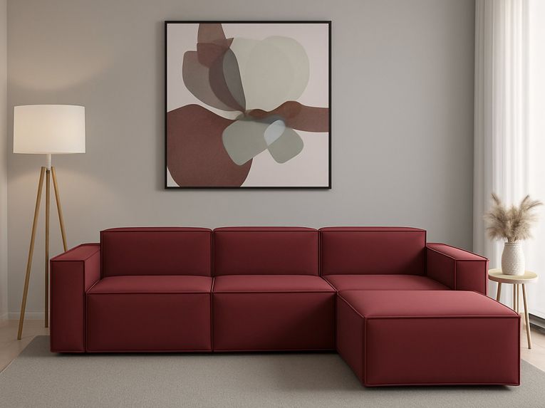 Divano modulare rosso 340x170x70h cm - Asvaldo