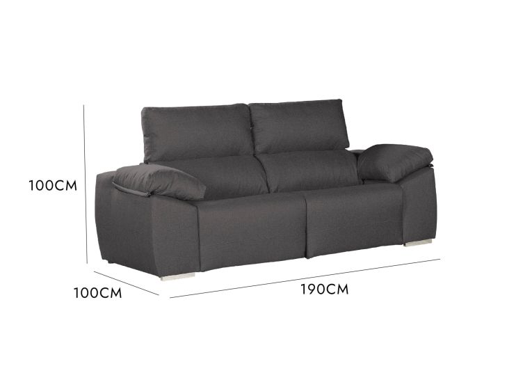 Divano sfoderabile antracite 190x100x100h cm - Assiria