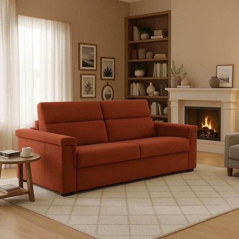 Divano sfoderabile arancione 205x95x100h cm - Flaibano