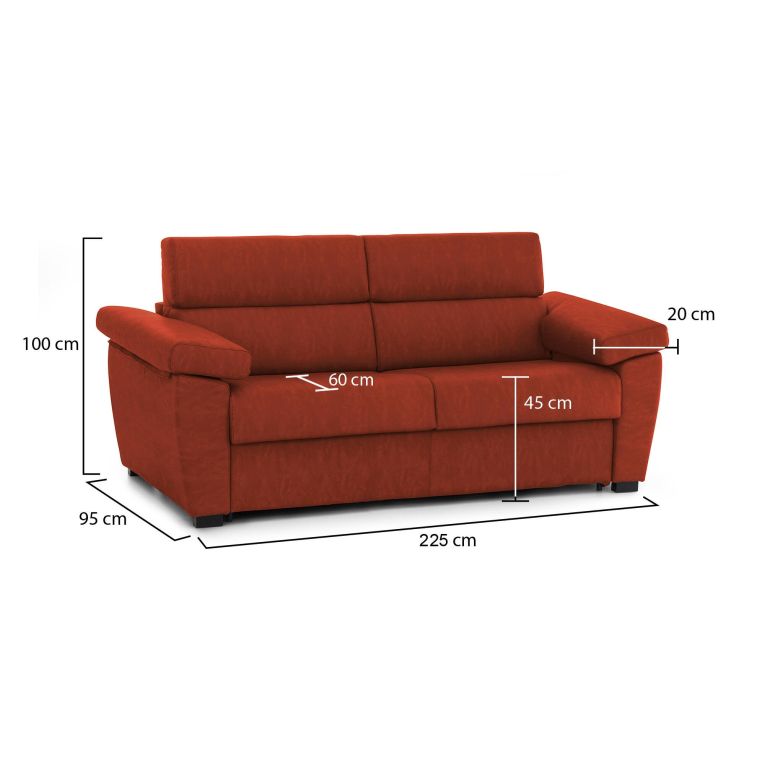 Divano sfoderabile arancione 225x95x100h cm - Giffone