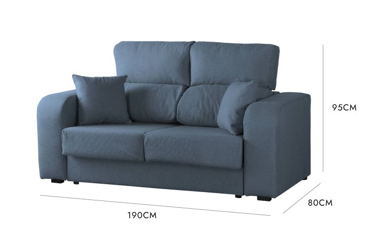 Divano sfoderabile azzurro 190x80x95h cm - Quarzo