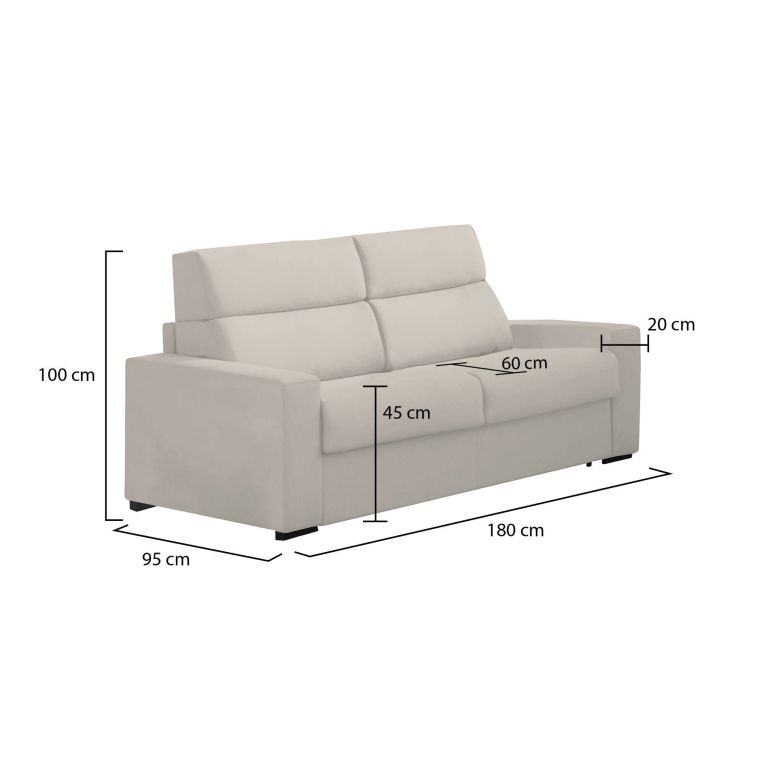Divano sfoderabile beige 180x95x100h cm - Vialfre