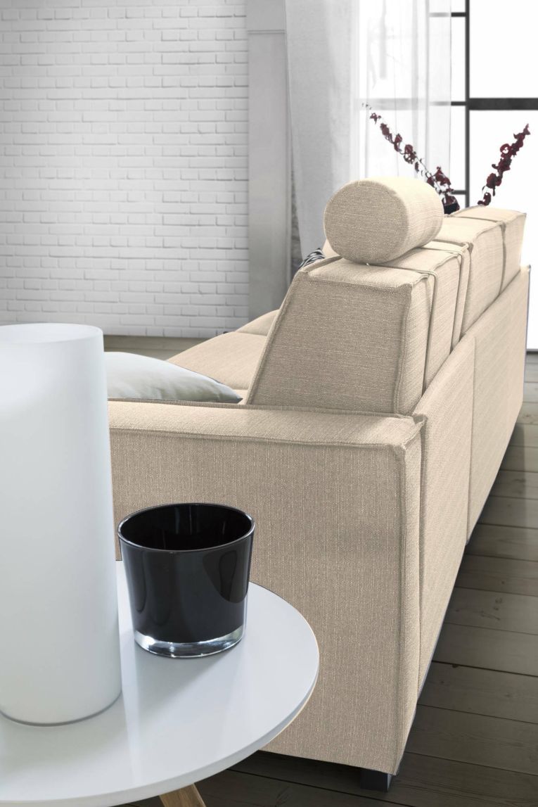 Divano sfoderabile beige 200x95x90h cm - Eletta
