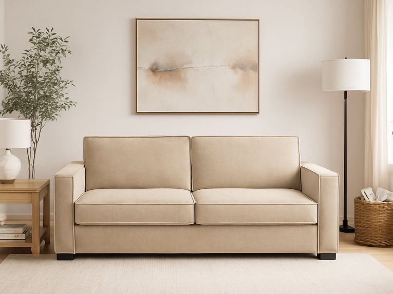 Divano sfoderabile beige 200x95x90h cm - Eletta