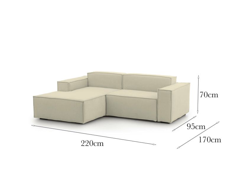 Divano sfoderabile beige 220x170x70h cm - Alhoa