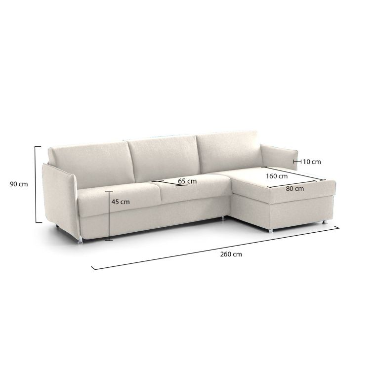 Divano sfoderabile beige 260x160x90h cm - Posina