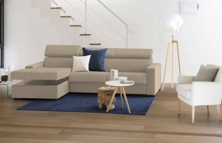 Divano sfoderabile beige 260x95x85h cm - Aryaly